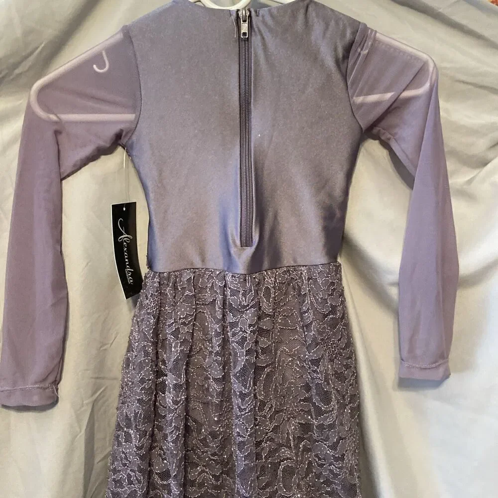 New Alexandra Lavender Long sleeve‎ Laced Dance Costume for Child Size Y6